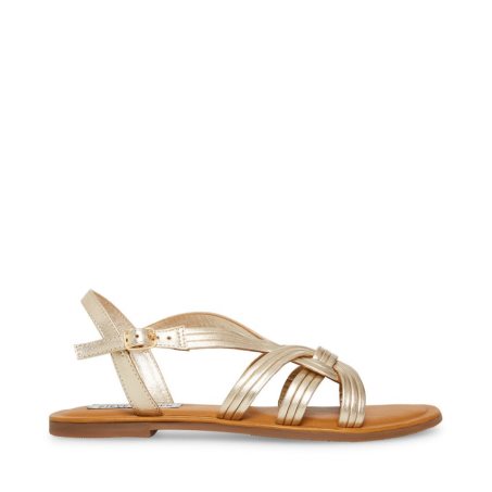 Gold Steve Madden Prim Women's Flat Sandals | PH 1278AW16